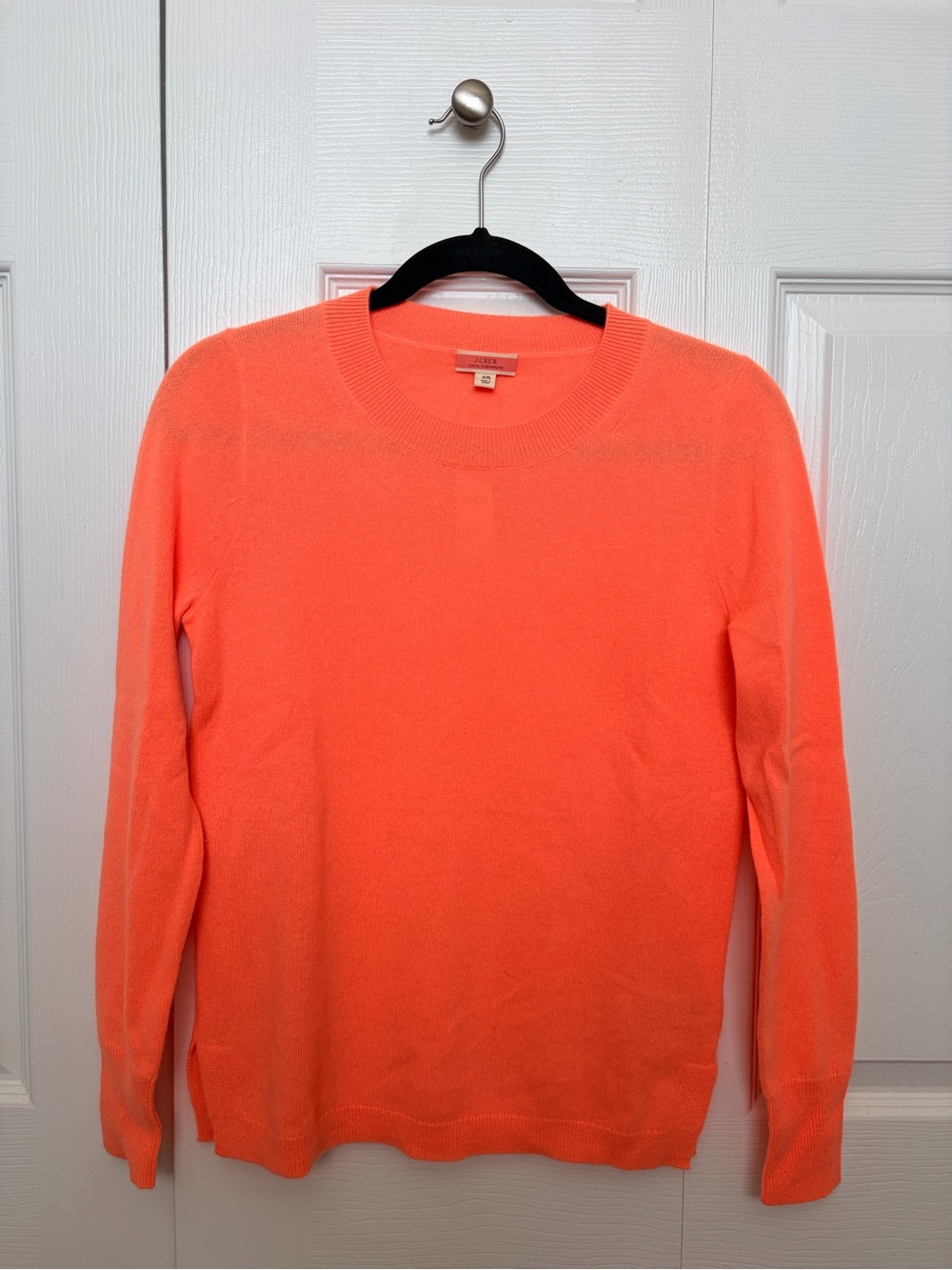 NWT J. Crew Neon Cashmere Crewneck Sweater in Melon size XS